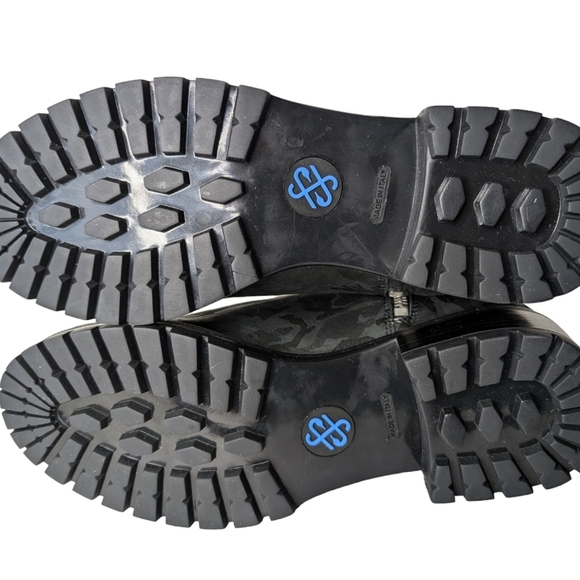 ROSS & SNOW STEFANA BLACK CAMO LEATHER MOTO BOOT SHEARLING ITALY.. Size..8.5 - Picture 9 of 9